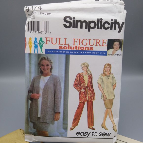 UNCUT Vintage Sewing PATTERN Simplicity 9474, Womens Full Figure Solutions 1995 - Picture 1 of 3